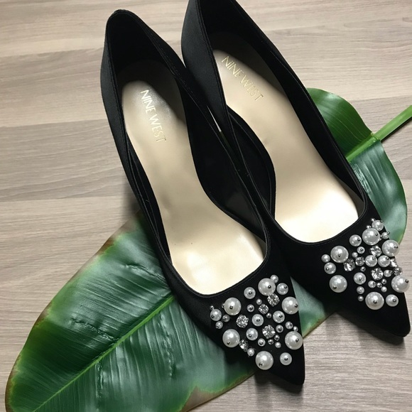 Nine West Shoes - Nine West Taylin Satin & Pearled Heels
